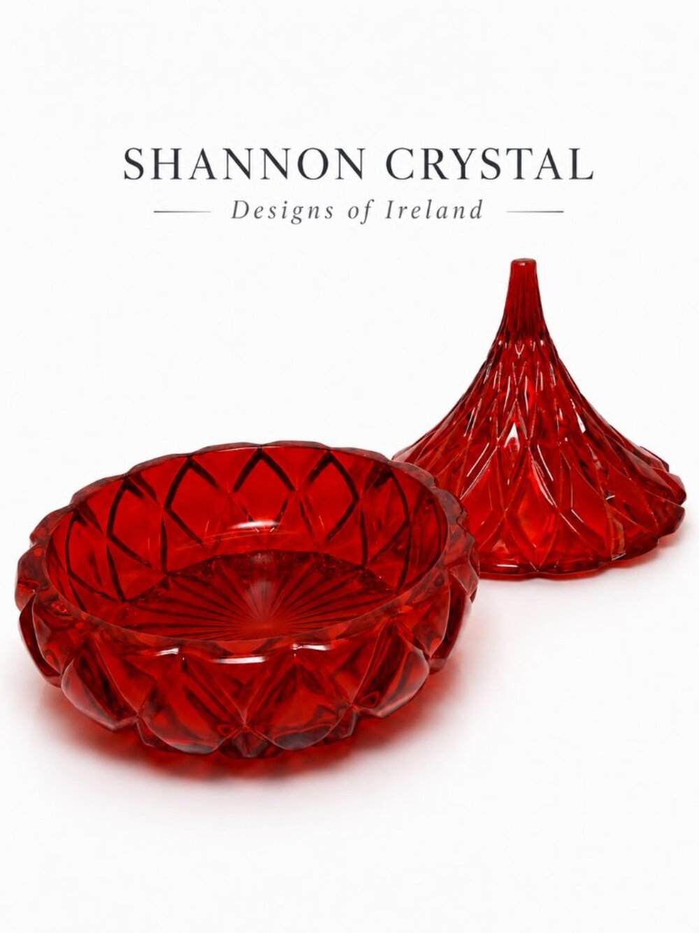 Shannon Crystal Hershey’s Kiss Ruby Red Lead Crystal Covered Candy Dish